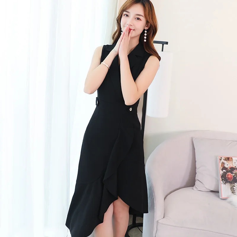 2019 летнее женское платье без рукавов Повседневное черное | Женская одежда
