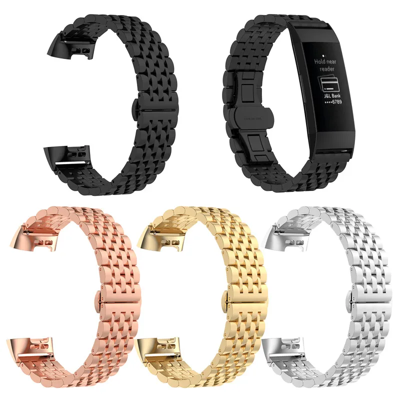

Replacement Strap Bracelet For Fitbit Charge 3 Stainless Steel Metal Watch Wristbands 4 colors