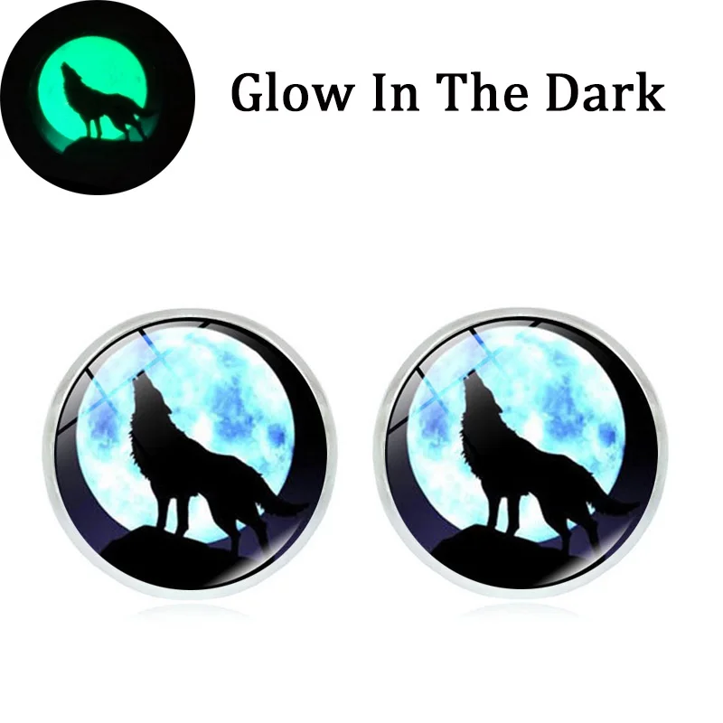Новинка 2018 светящиеся в темноте ювелирные изделия серьги Воющий волк и луна