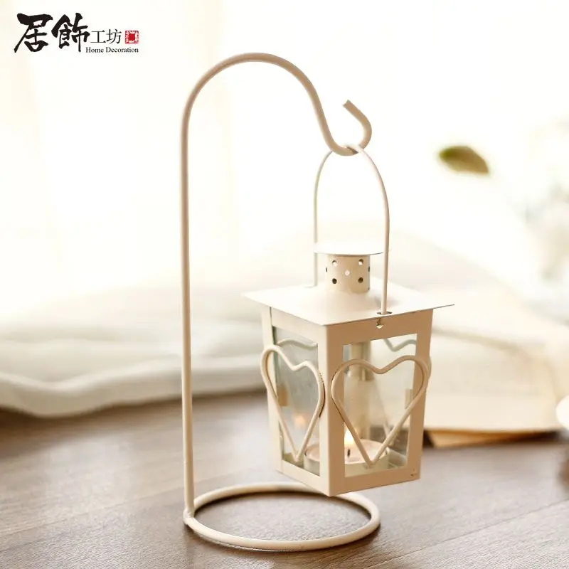 

decoration retro Cafe outdoor decorative wrought iron lantern Home Furnishing European romantic candle accessories