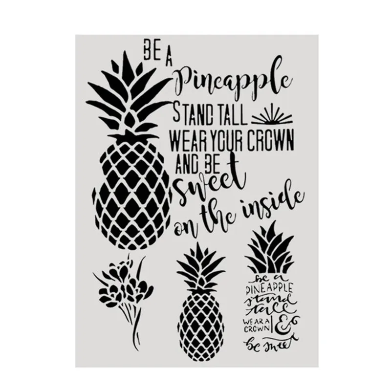 A4 Size DIY Painting Pineapple Design Stencils Template For Wall Fabric Wood Furniture Decor Embossing Paper Cards |