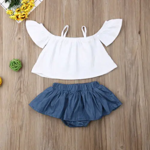 Newborn Kids Baby Girls Cotton Crop Tops Layered Skirt Outfits Summer Clothes Girl Fashion Sunsuits | Детская одежда и обувь