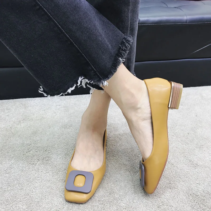 Туфли-лодочки женские на низком каблуке повседневная прогулочная обувь дышащие