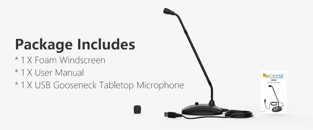 Fifine 360 гибкий usb микрофон для Компьютерного Вещания, записи инструментов, vedio, игр K052