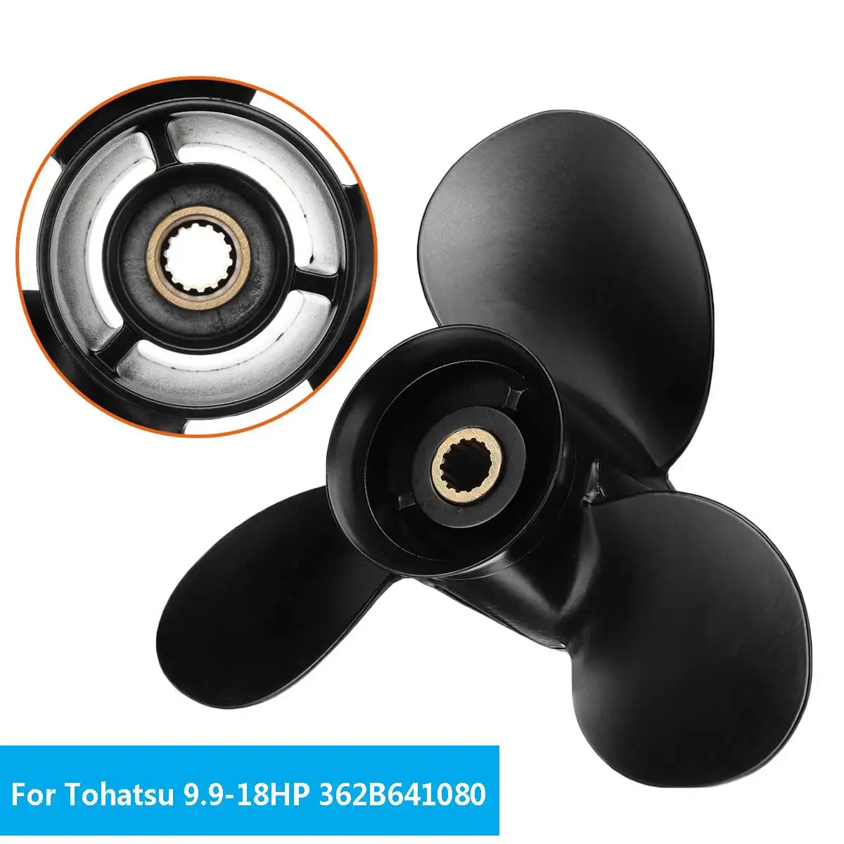 362B641080 для Tohatsu-Mercury 9,9-20HP 9,25x9,8 Алюминиевый винт для подвесного мотора 14 сплайн зуб 3 лезвия Стандартное вращение черный