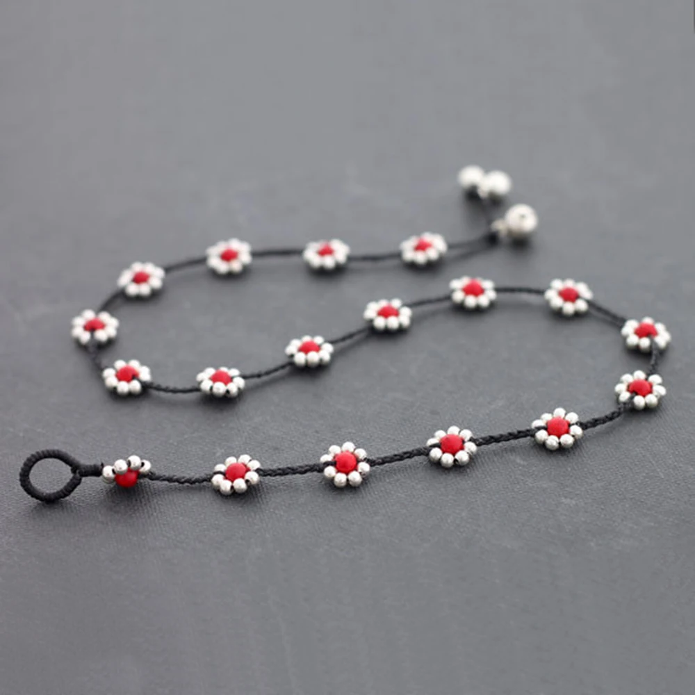 2018 Silver plated copper bead woven Women Necklace Statement Necklaces &amp Pendants red stone Beads For Jewelry | Украшения и