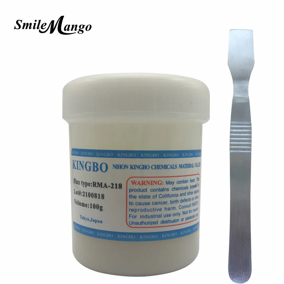 

KINGBO RMA 218 100 г Бессвинцовая паяльная флюс-паста для SMT BGA реболлирования Пайки Сварочного ремонта без очистки + ESD скребок