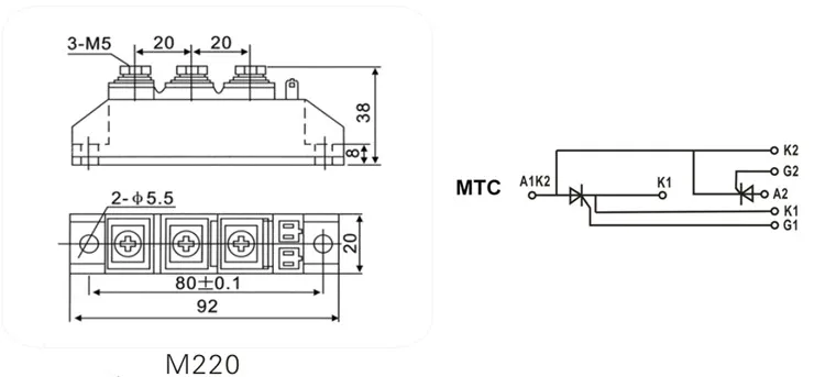 Тиристорный модуль SCR MTC 26A 400 В/600 В/800 в/1000 В/1200 в/1600 в | Электроника
