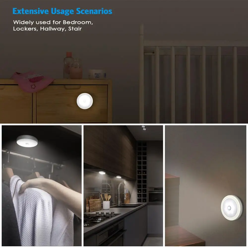 AMIR 3 шт. датчик движения ночник светодиодный магнит НАСТЕННЫЙ АВАРИЙНЫЙ шкаф для
