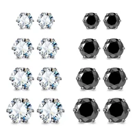 jewelrieshop stainless steel round ball studs cubic zirconia studs faux pearl earrings set for women 8 pairs