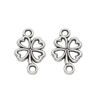 antique silver plated clover connector for jewelry making bracelet necklace diy handmade craft 20x13mm 30pcspcs