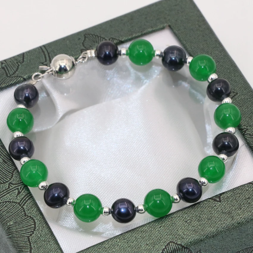 Высокое качество роскошные Популярные 7-8 мм черный жемчуг 8 зеленый jades круглые