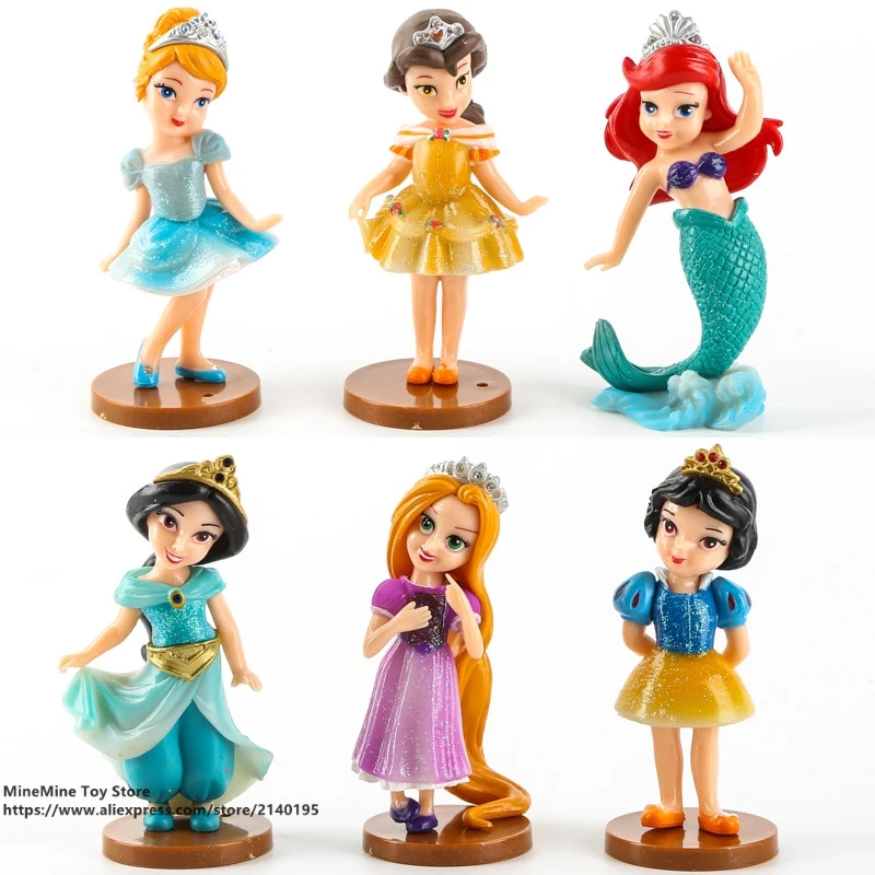 DISNEY Princess Белоснежка Рапунцель Жасмин Think bell Bella Ariel 9 см 6 шт./компл. фигурка аниме