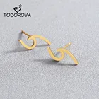 Женские серьги-гвоздики Todorova, простые серьги-гвоздики в виде волны океана, геометрические серьги-гвоздики