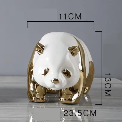 Китайский Позолоченные керамические Panda фигурка украшения творческие