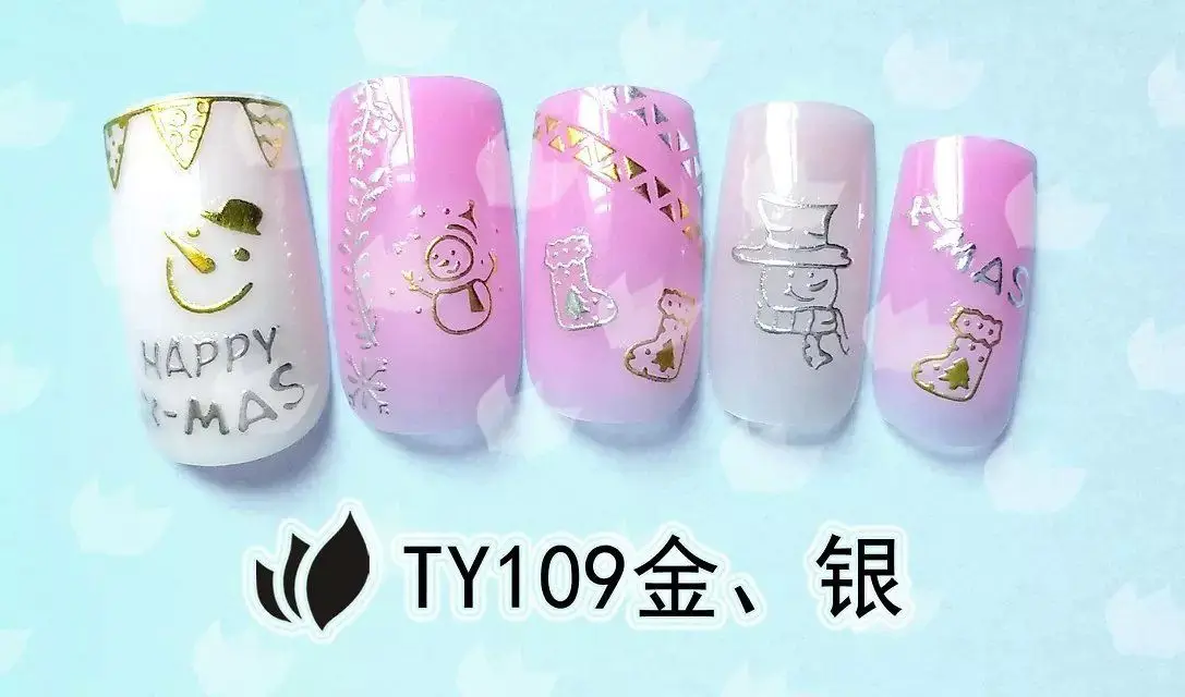 1 партия = 12 листов наклейки на Рождество|nail art gold|sticker decalart gold |