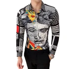 Рубашка мужская, с длинным рукавом и принтом, 19 цветов, 6XL