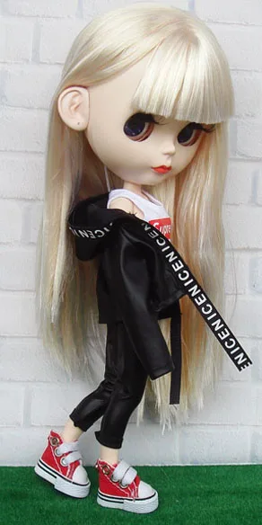 Крутая 1/6 кукла ПУ пальто брюки жилет для Blyth, Azone, куклы-Барби одежда аксессуары - Цвет: 1 set for barbie