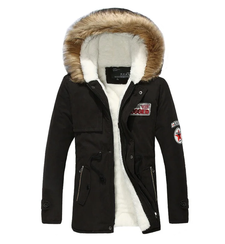 Мужские куртки, новинка, chaqueta hombre, парки hombre invierno, Повседневная теплая верхняя одежда в стиле милитари, Мужская теплая зимняя куртка - Цвет: Черный