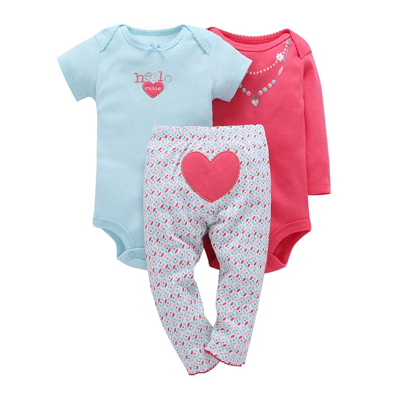 

3-Pieces NewBorn Baby Boys girl Clothing 2019 Baby Boys Suits Baby Clothing Set Short Sleeve O-Neck Children 100% Cotton Sets
