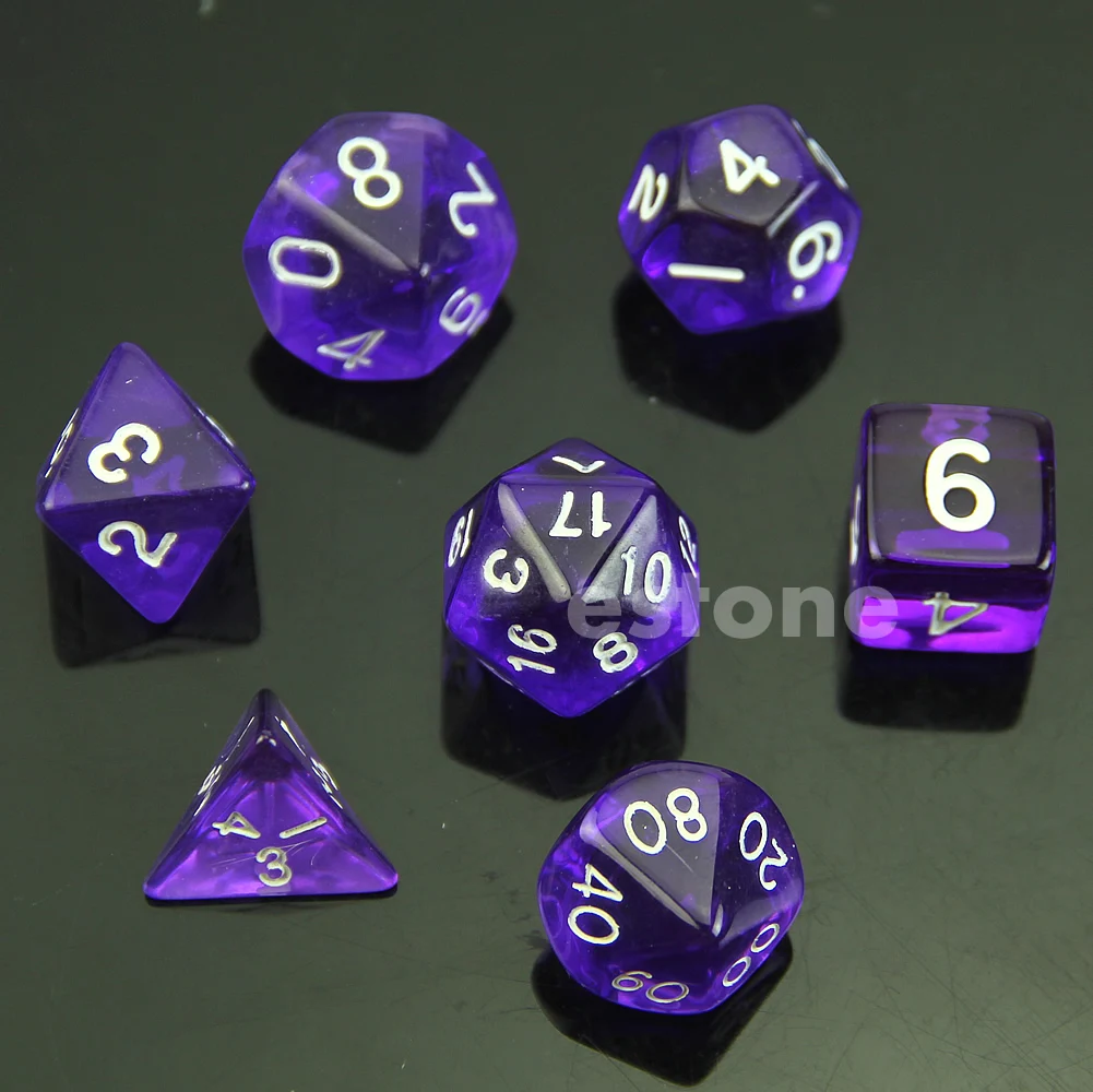 Игровой набор 7 игральных костей D4 D6 D8 D10 D12 D20 Magic the сбор D & ролевая игра голубого