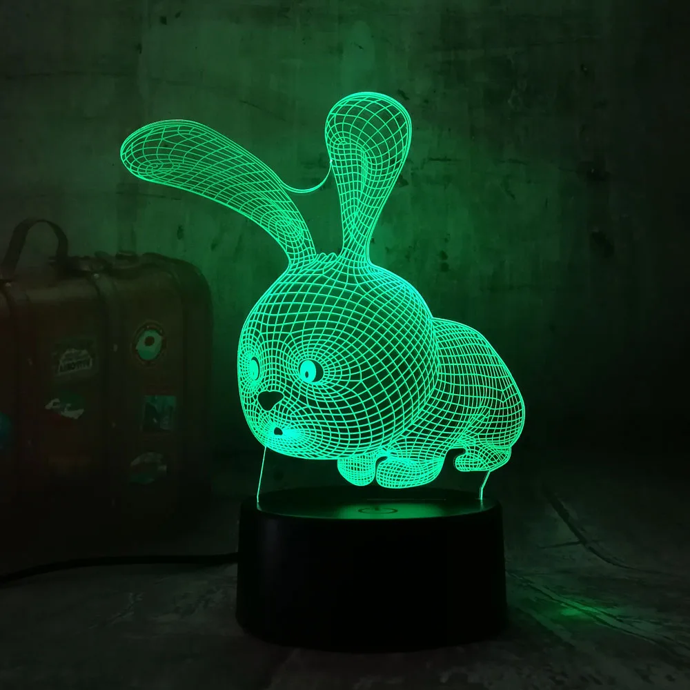 Мультяшный 3D светодиодный светильник ing Animal Rabbit акриловый RGB Ночной USB с сенсорным