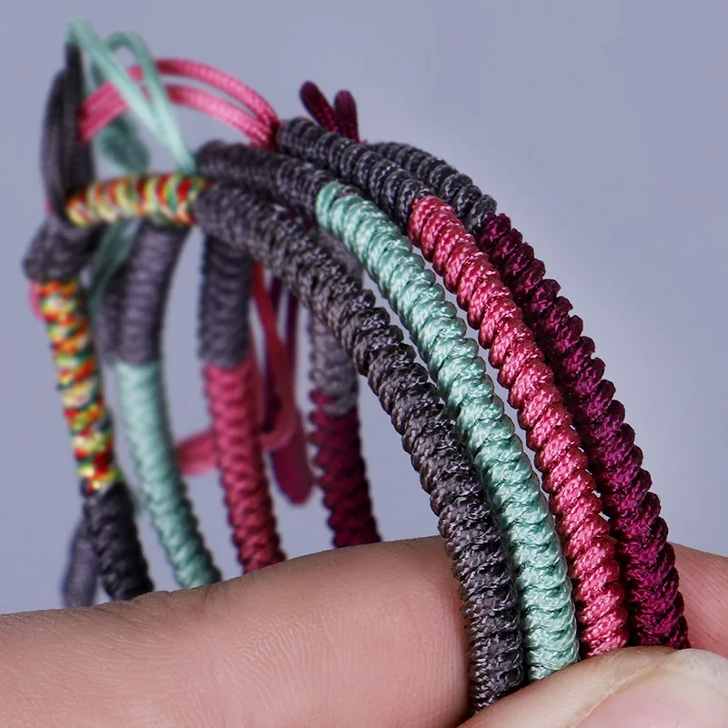 Женский плетеный браслет ручной работы однотонный тибетский буддийский с