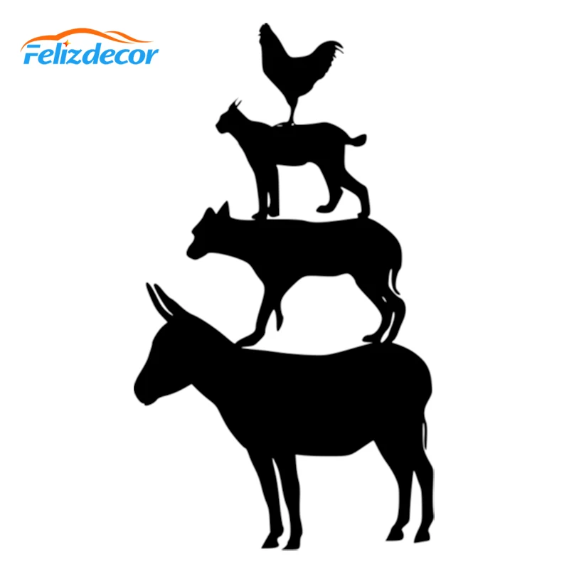 Высокий стикер 15*26 см автомобильная наклейка с изображением четырех животных