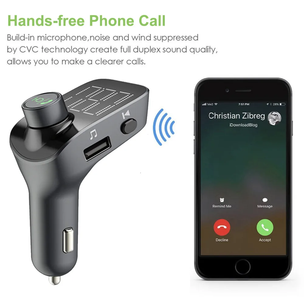JINSERTA FM Transmitter Wireless Bluetooth Hands-free Car Kit AUX Modulator Audio Mp3 Player Dual USB Charger Read U Disk | Автомобили и