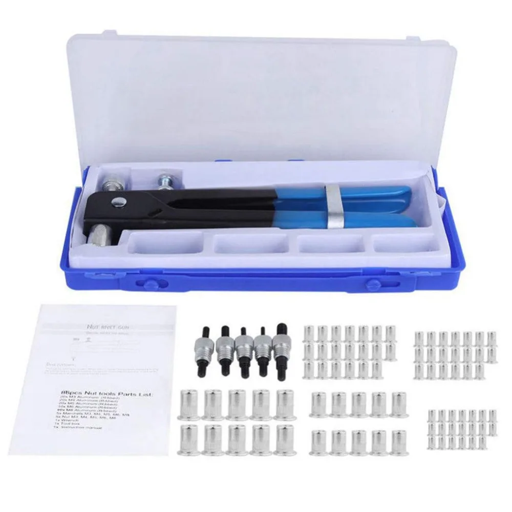 106 шт. ручной вытяжной пистолет набор гаек с заклепками ручная гайка для слепых