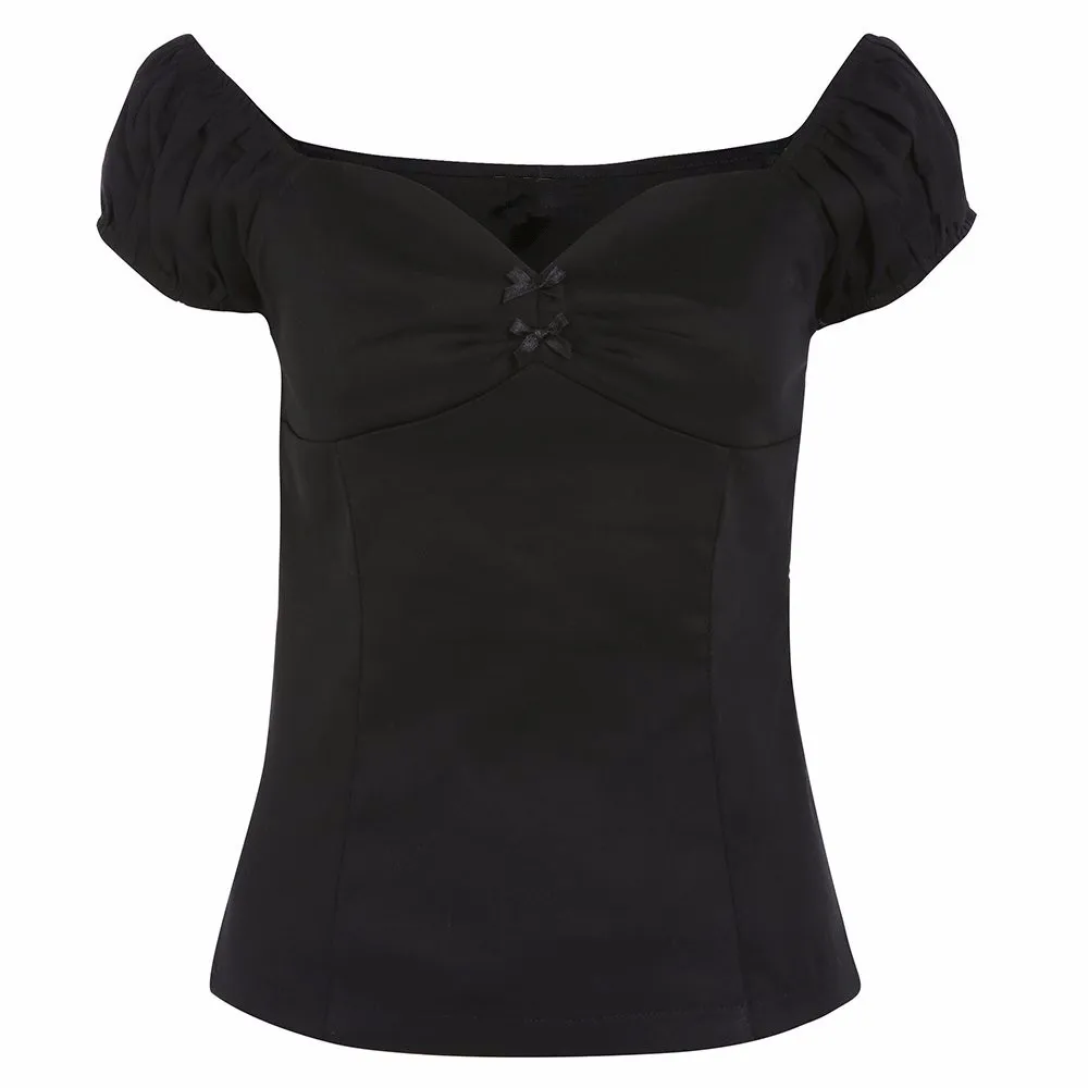 Женская Винтажная футболка с бантом и вырезом сердечком Размеры 35 4 цветов|t shirt|plus