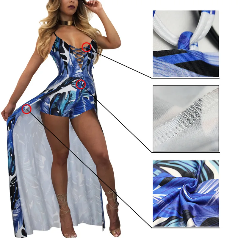 Горячая продажа Европа и США новые печатные комбинезоны с перьями горячие