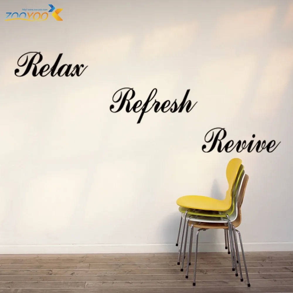 

Relax Refresh Revive home decoration creative wall decals decorative adesivo de parede removable vinyl wall stickers