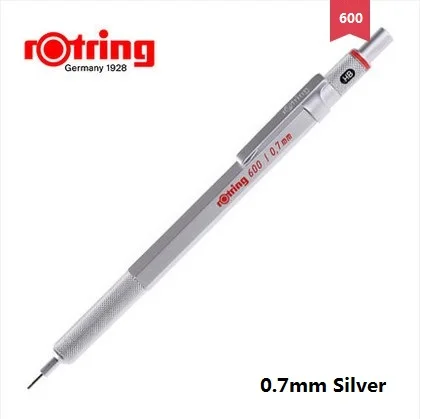 0.7mm silver Rotring 600 0,5 мм/0,7 мм механический карандаш серебристый/черный металлический автоматический карандаш Канцелярский дизайн ручка для рисования - Цвет: 0.7mm silver