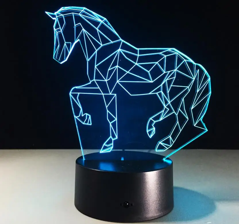 Horse Lamp 3 Лошадь светодиодный ночник USB Новинка подарки 7 цветов Изменение животных 3D светодиодный настольный светильник как украшение дома низкая стоимость Прямая поставка - Испускаемый цвет: Horse Lamp 3