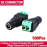 100pcslot female dc connector 5 52 1mm cctv utp dc power plug adapter cable dcac 2camera video balun