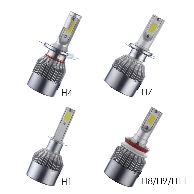 Оптовая продажа H1 H3 H4 H7 H8 H9 H11 9005 9006 светодиодные фары C6 72 Вт 7600LM 6000K|9006 led headlight|9006