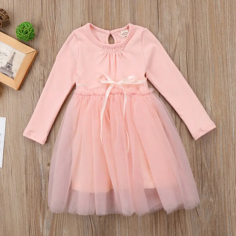 Новинка 2018 милое бальное платье с длинными рукавами для маленьких девочек