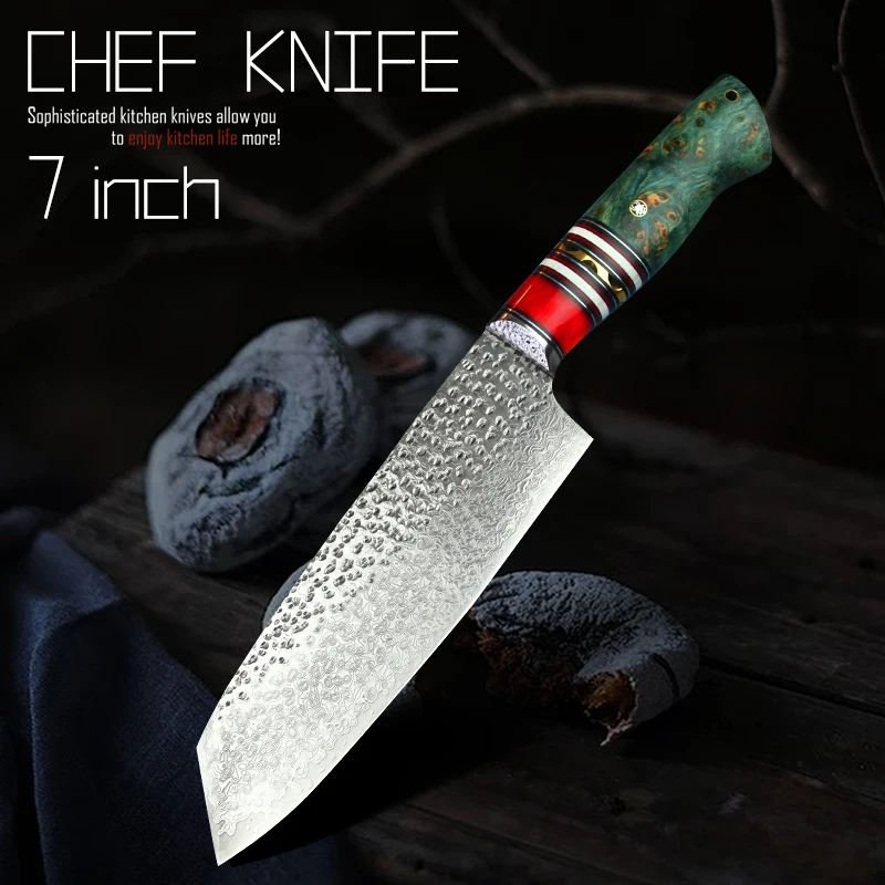 Нож PEDWIFE " Дамаск VG10 Santoku ножи японский стиль стабильное дерево танто Точка кухонный нож повара резной кожаный чехол