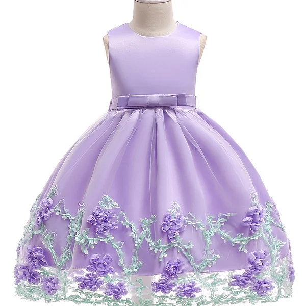 Purple Для детей 3-10 лет; кружевное торжественное вечернее платье с цветочным узором; свадебное платье принцессы; Одежда для девочек; Детские платья; Одежда для девочек - Цвет: Purple