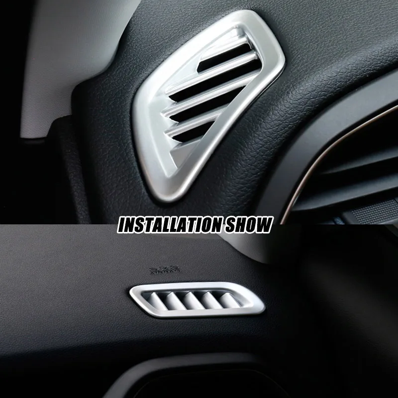 

ABS Matte For Jeep Renegade 2015 2016 2017 2018 Interior Car front Small air outlet Decoration Cover Trim Car Styling 2pcs