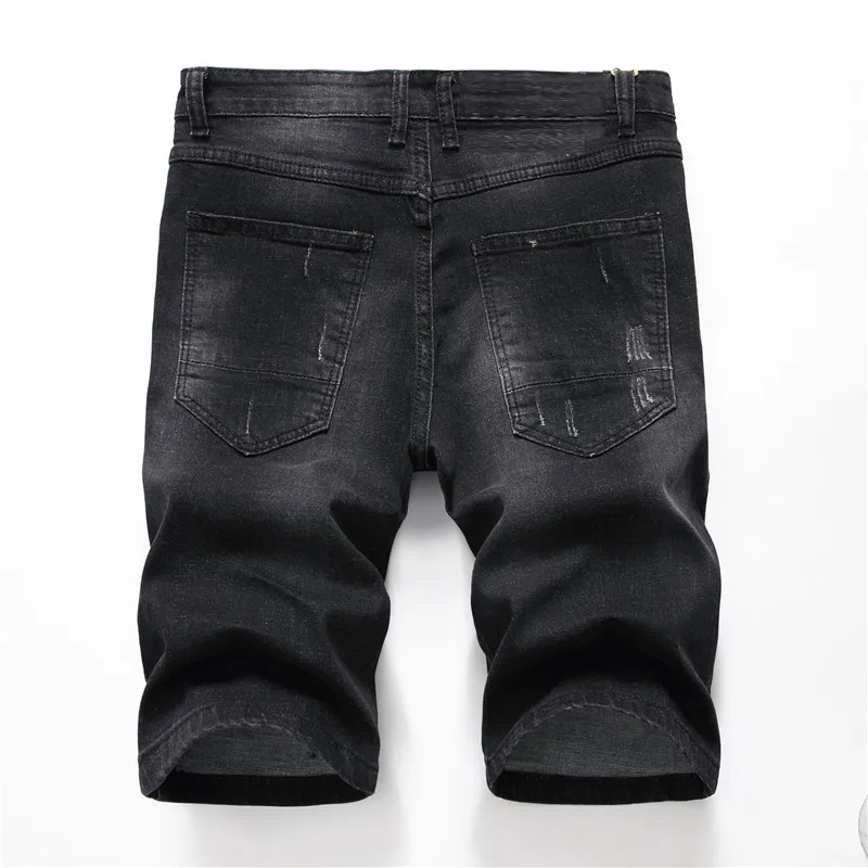 Новые черные Рваные джинсовые шорты эластичные мужские Капри корейские