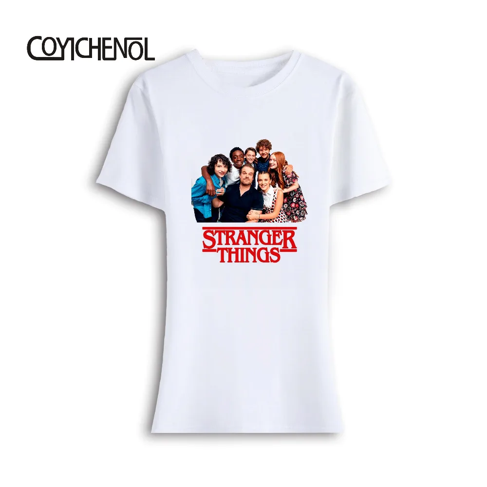 

Stranger thing letter Print t-shirt Funny Design hip hop Modal tops O-Neck women short sleeve slim T-shirt COYICHENOL