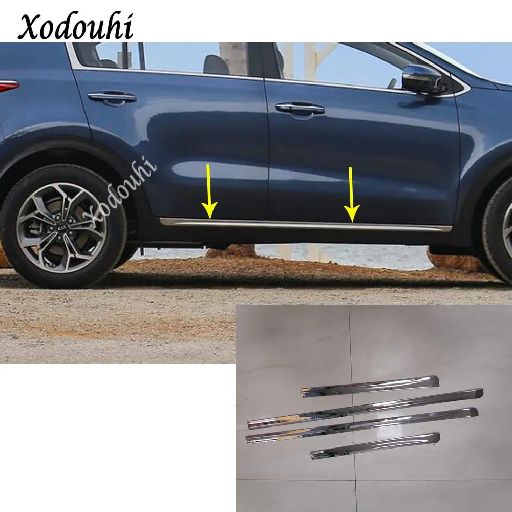 Для Kia Sportage KX5 Стайлинг автомобиля стикерами детектор боковой двери из нержавеющей стали обшивка кузова накладка молдинга части 4 шт