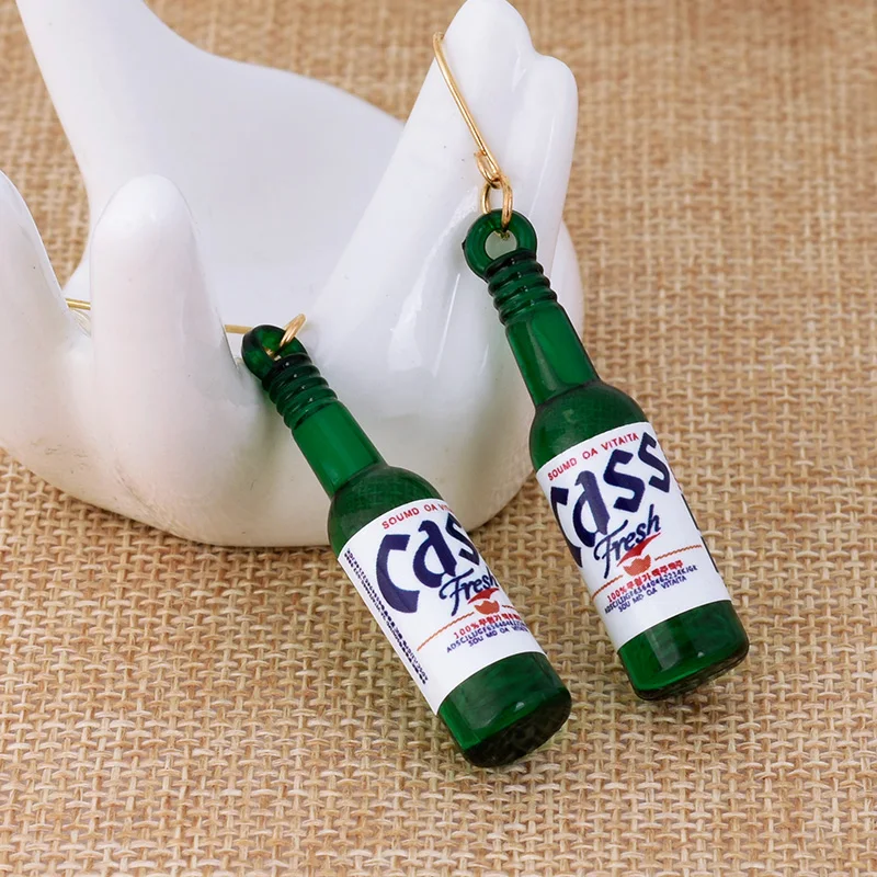 Новые творческие серьги в виде бутылок с пивом модные кувшином для ночного клуба