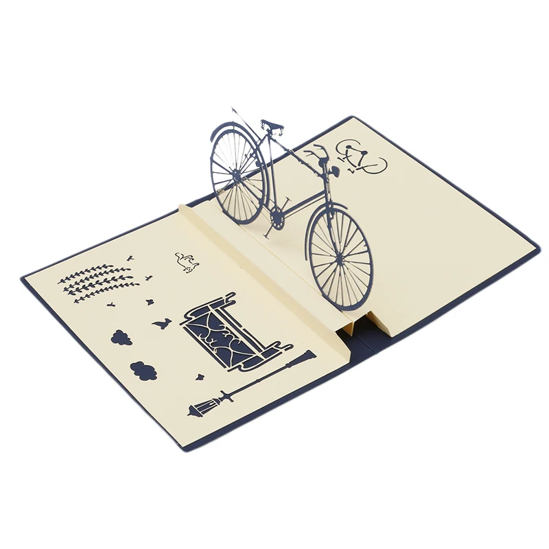 3D handmade laser cut vintage cards intage bike creative gifts postcard birthday greeting cards for lovers