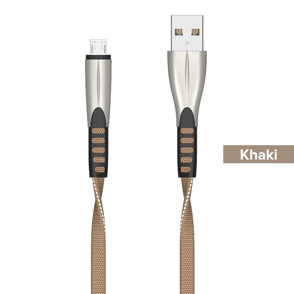 Khaki Venroii кабель Micro USB 1 м 2 м Android для зарядки и синхронизации данных для samsung J5 MicroUSB для huawei Honor 7 Xiaomi Redmi - Цвет: Khaki