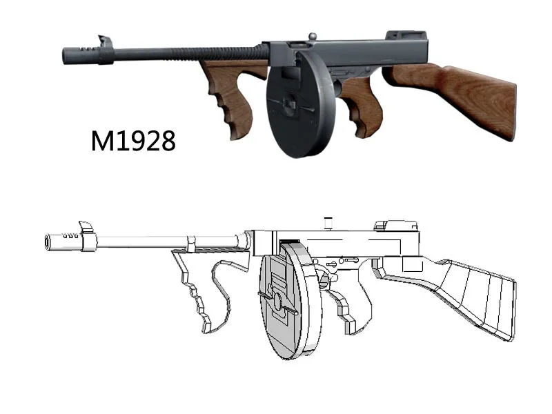 Бумажные весы для рукоделия 1: 1 пистолет Томпсона M1928 бумажная модель игрушка