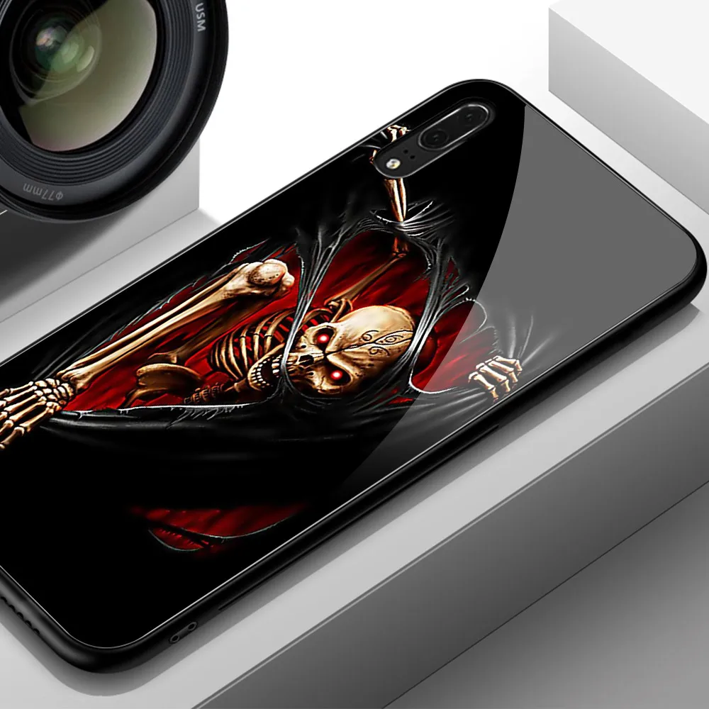 Чехол для huawei mate 10 Pro, чехол из закаленного стекла с изображением черепа для huawei mate 9 10 Pro P10 P20 Honor V9 V10 Play Nova 3e