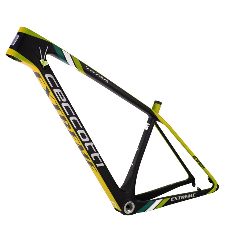 flup yellow Новая карбоновая велосипедная Рама 27,5 er/29er telaio carbonio strada Ceccotti Светоотражающая конструкция карбоновая mtb рама - Цвет: flup yellow